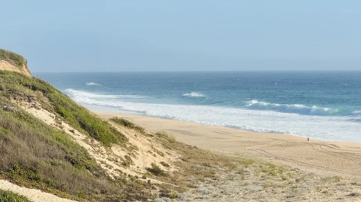 The wide beach and Atlantic Ocean at Comporta, Portugal.